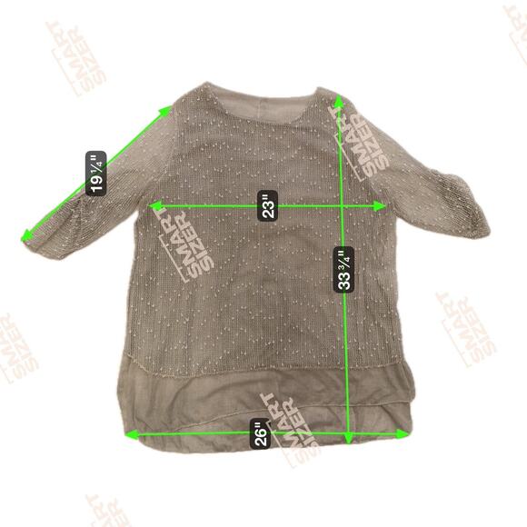 Made in Italy Womens Tunic Gray Mixed Media Boho LagenLook Sz L See Measurements - Picture 6 of 7